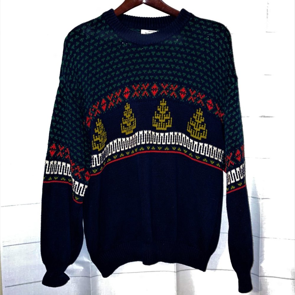 United Colors of Benetton Men’s Sweater Vintage Size 48 Multicolor Wool